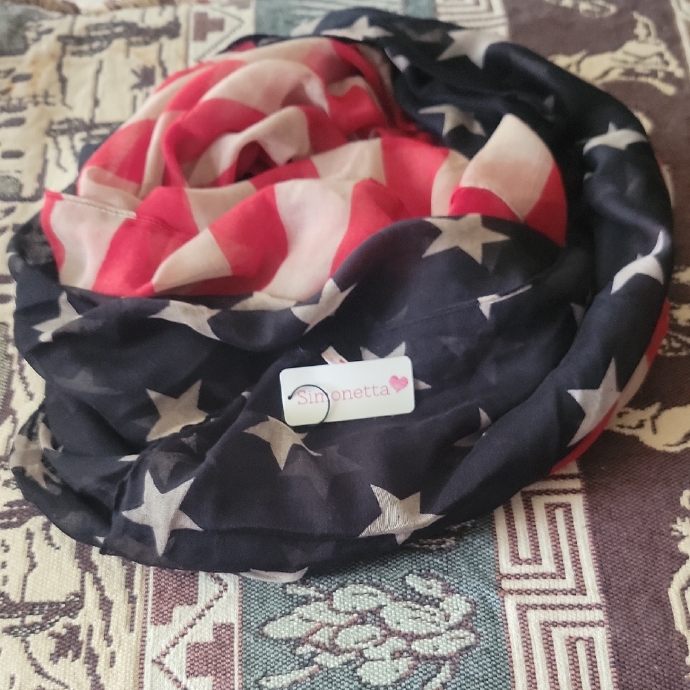 Simonetta Red, White, and Black Star Scarf